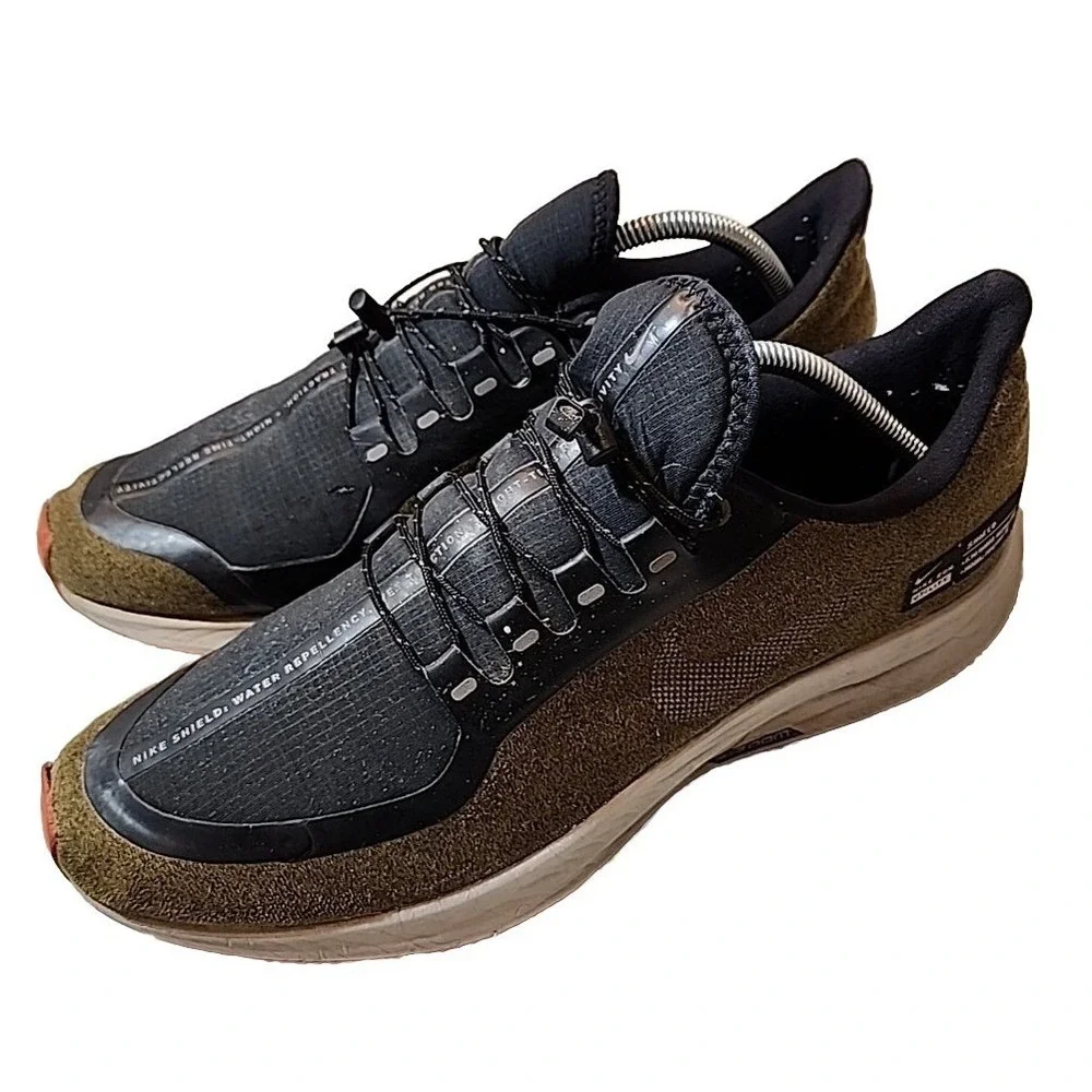 Nike Air Zoom Pegasus 35 Shield Mens 11.5 Olive Flak Running Shoes Sneakers